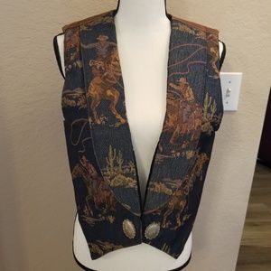 Vest, Western Cowboy Theme Print